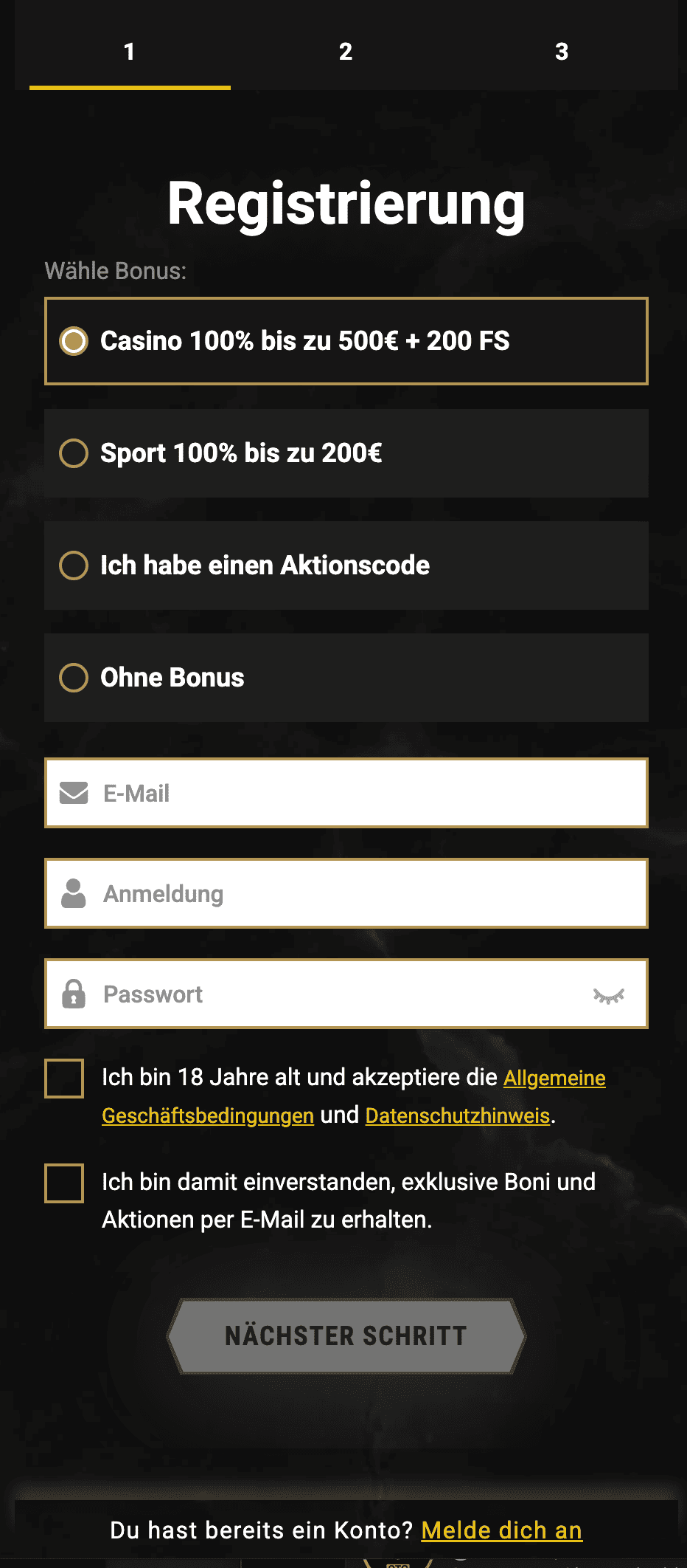 Casinoly Registration Form